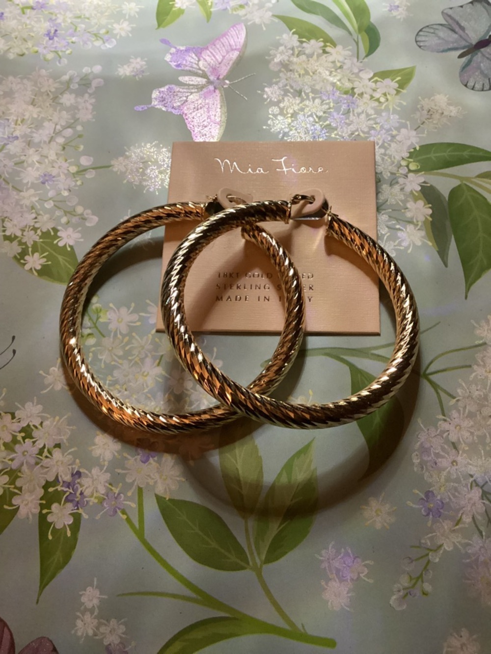 Mia Fiore 18K over Silver Gold Twisted Hoop Earrings